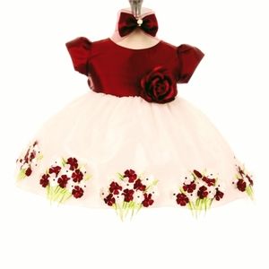 Baby Girl Burgundy/Ivory Christmas Dress